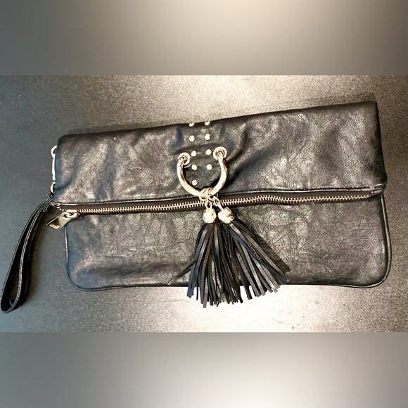 Cache clutch leather tassel  zipper - Picture 1 of 12